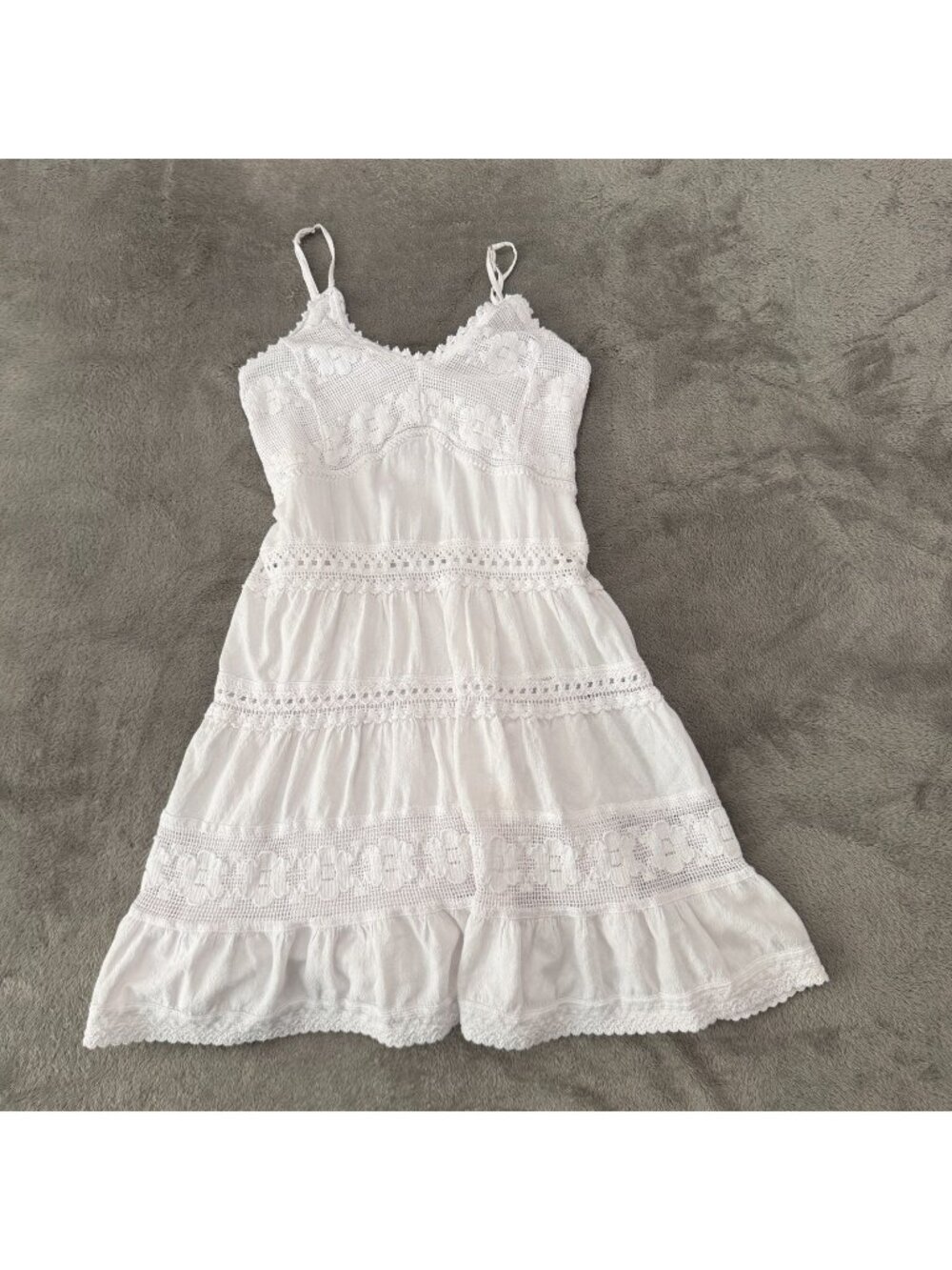 Scully White Dress Womens LARGE Western Rodeo Festival Boho 100% Cotton